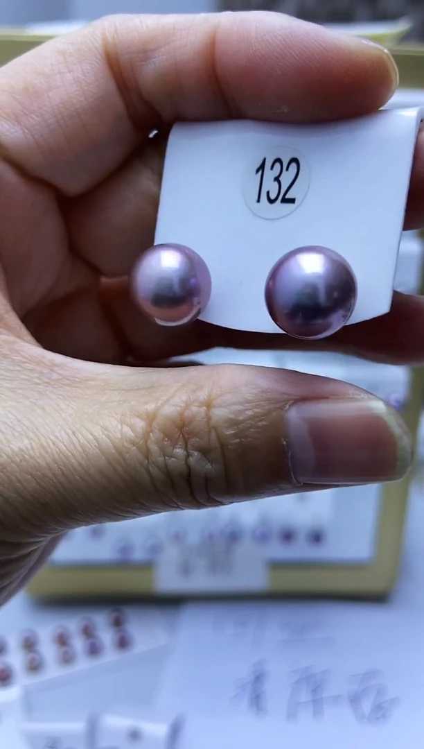 银S925镶嵌耳饰淡水珍珠132