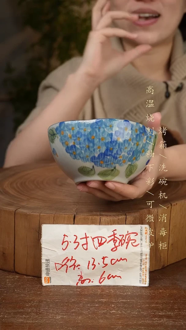 碗瓷景德镇手工手绘高温瓷釉下彩