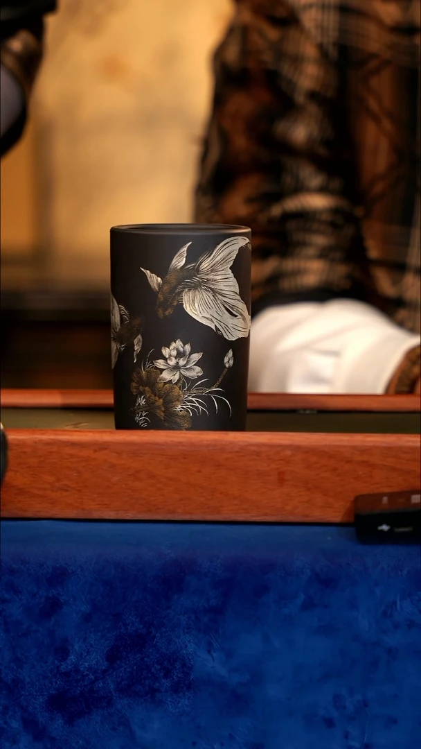 紫砂宜兴紫砂 LJY  黑料高身桶杯