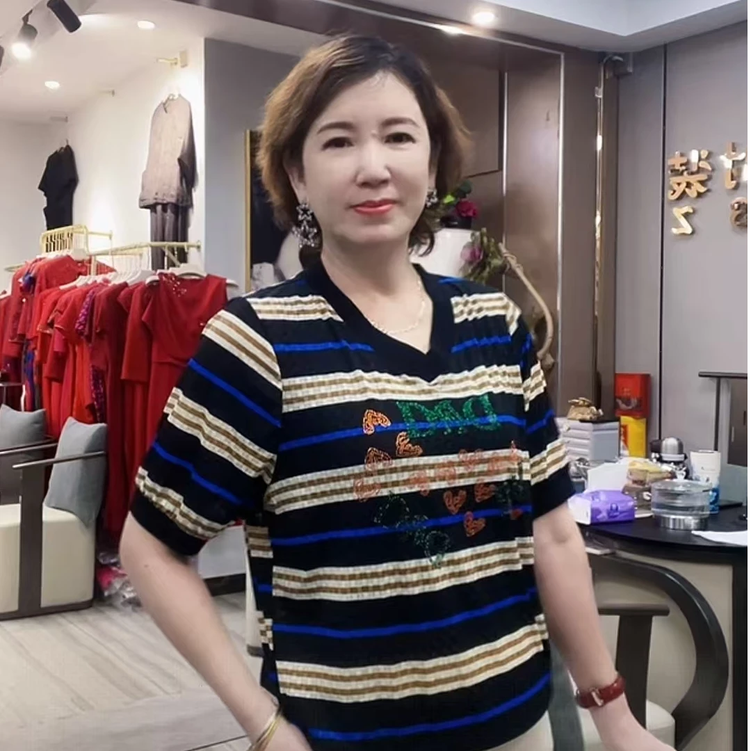 茹茹时装条纹花短袖