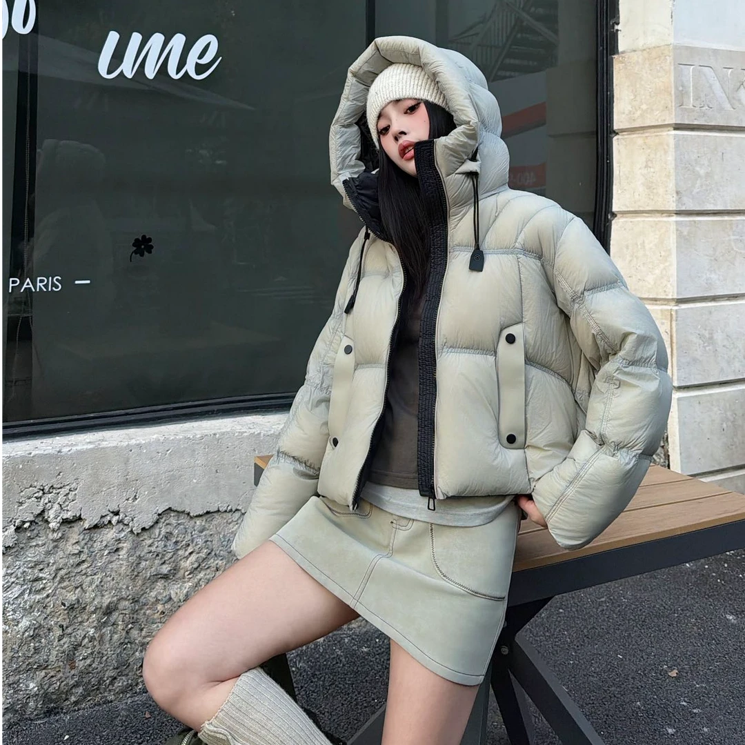 《亮哥欧货女装》新款泡芙短款面包款加厚90绒龟背羽绒服85091-J011