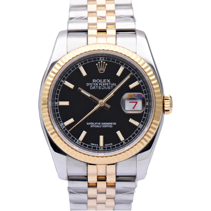 99新 Rolex/劳力士 日志型116233间金黑盘条刻36mm自动机械男表