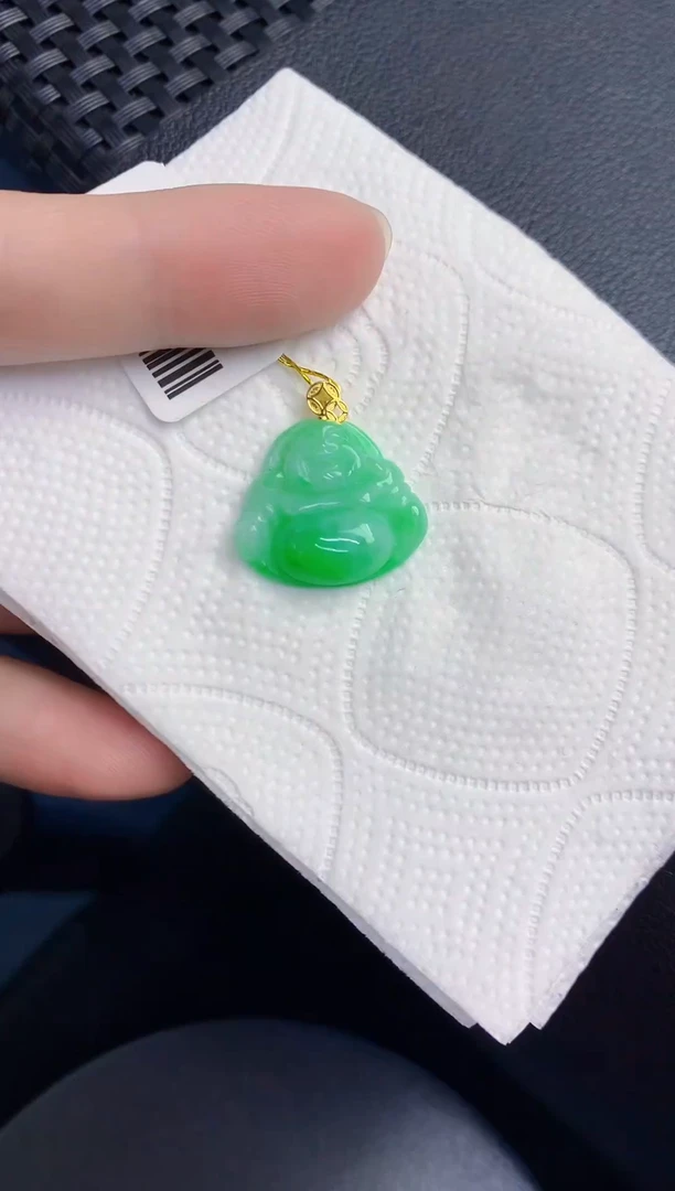 颈饰18K金镶嵌翡翠天然翡翠缅甸A货