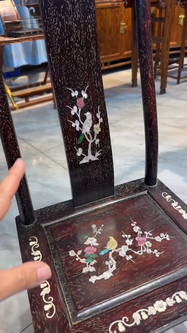 木紫檀螺钿靠背椅邵氏紫檀木艺
