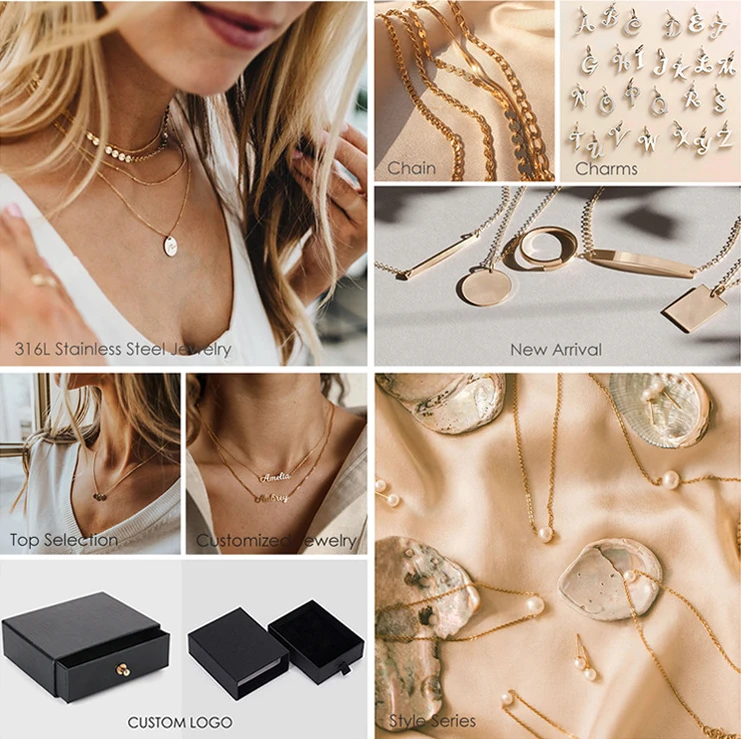 合金项链 十二星座立体符文轻奢彩色水钻生辰石项链气质时尚百搭