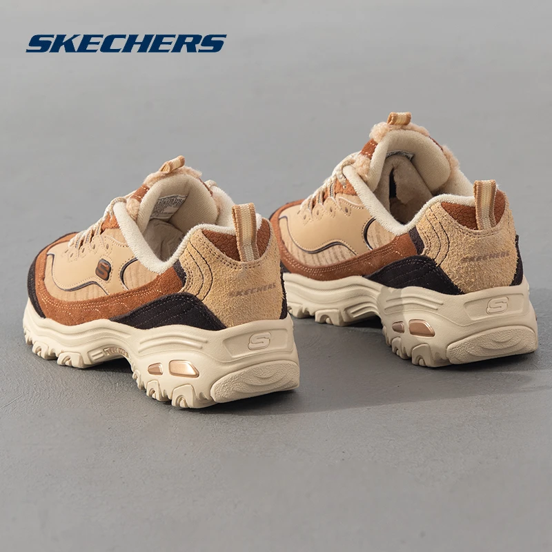 斯凯奇老爹鞋加绒女鞋秋冬款时尚复古厚底老爹鞋休闲运动鞋流光风