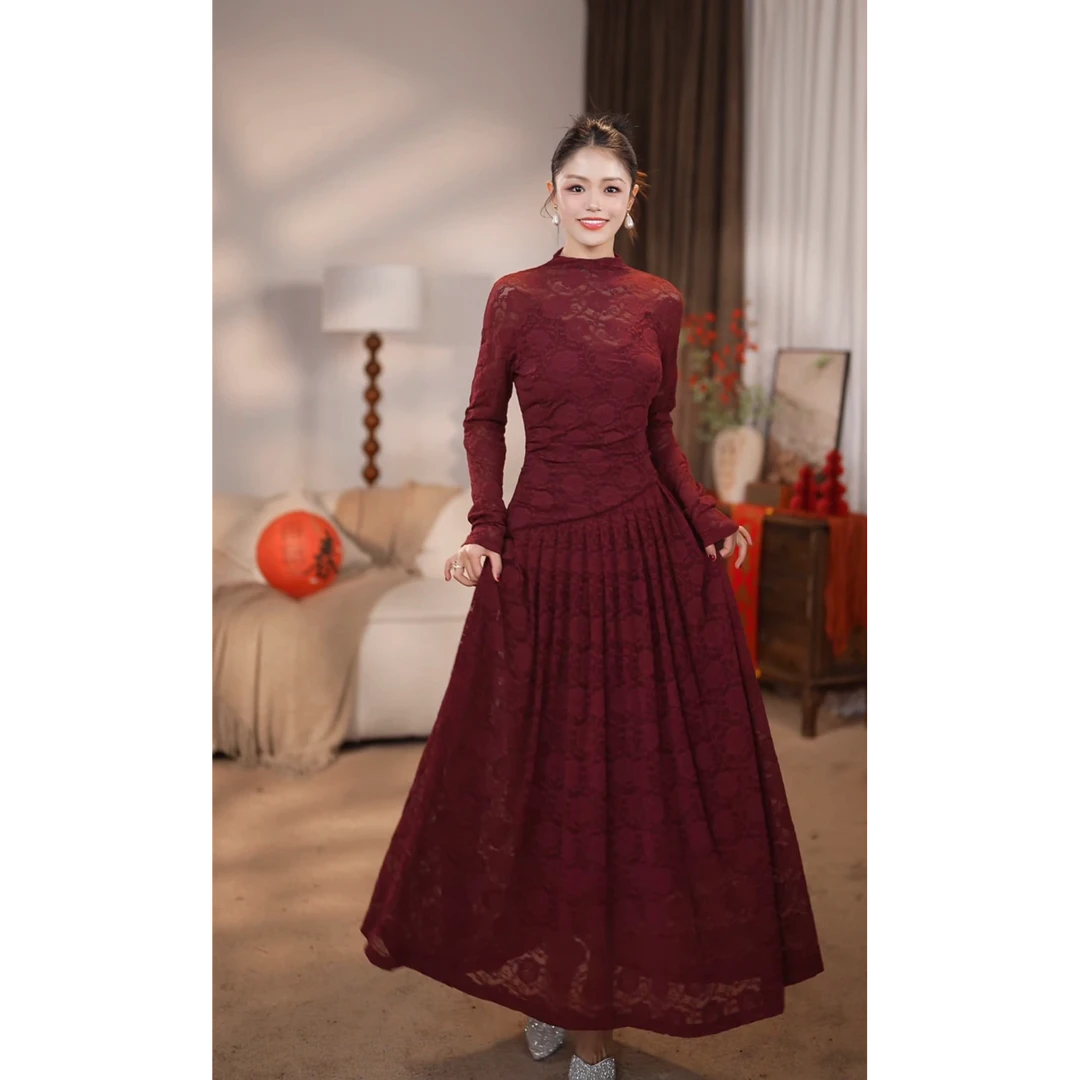 【百亿珍妮】万紫千红 长款性感连衣裙修身显瘦-ZX853