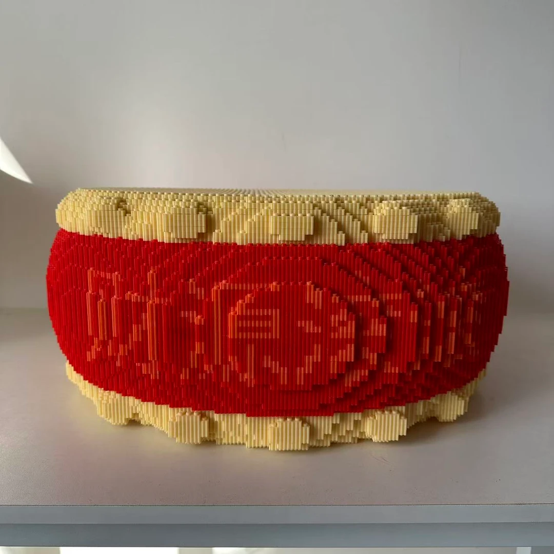 财源滚滚鼓立体积木颗粒玩具生日礼物送女神礼品潮玩摆件