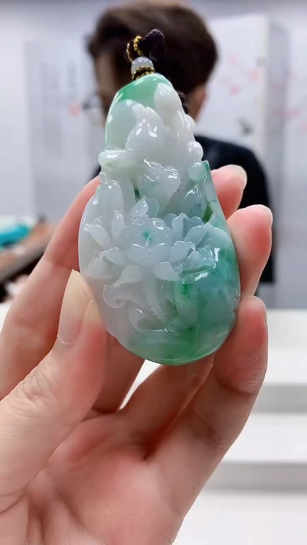 定制翡翠未镶嵌5159zm-毛货挂件78花牌