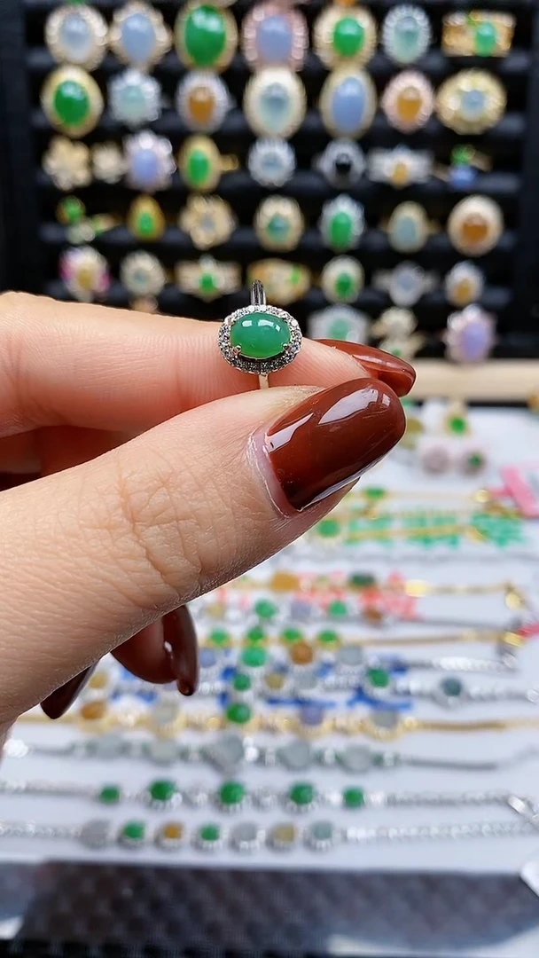 银S925镶嵌戒指翡翠807