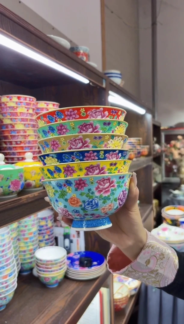珐琅5英寸饭碗6个景德镇陶瓷