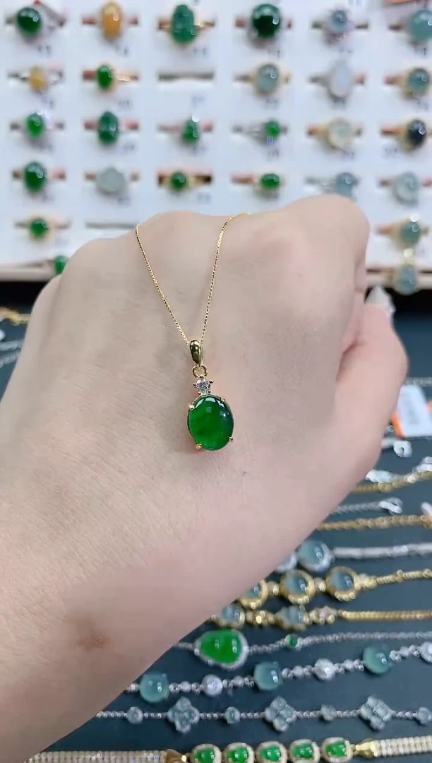 颈饰银S925镶嵌翡翠天然翡翠