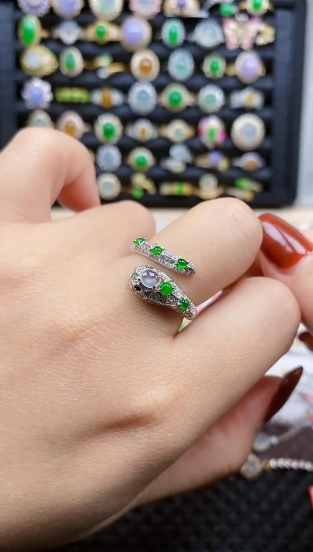 银S925镶嵌戒指翡翠322