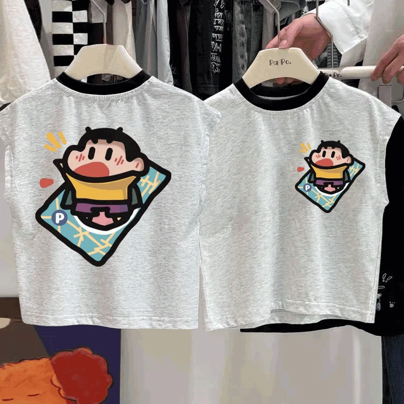 儿童夏季蜡笔小新背心纯棉无袖新款卡通宝宝打底洋气男童上衣外穿