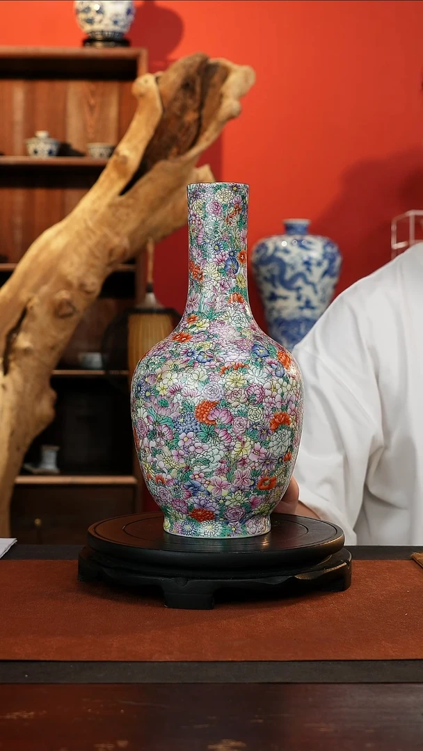 摆件粉彩万花摆件