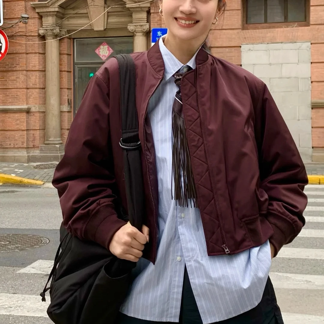 春季新款夹克外套女三防面料飞行员夹克棒球服外套棒球领百搭休闲