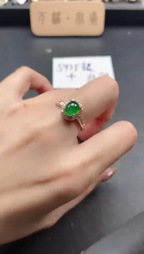 银S925镶嵌戒指翡翠51511