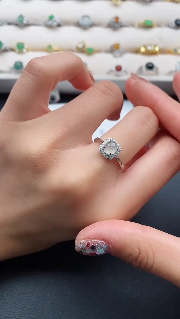 银S925镶嵌戒指翡翠11111111+6