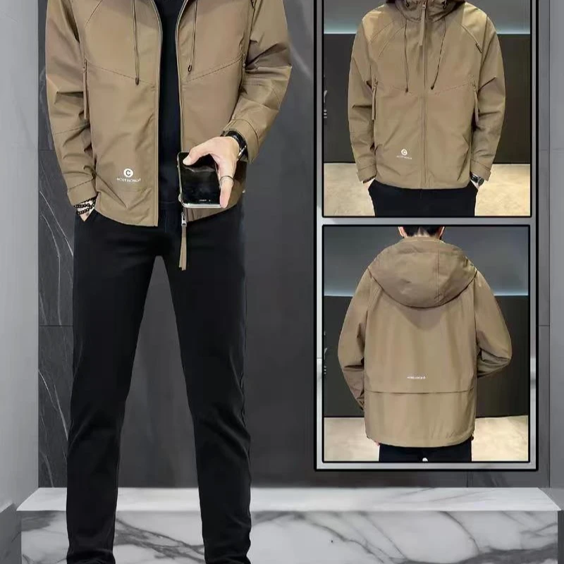 免烫连帽秋季男本布下摆防风夹克运动秋冬帅气男装