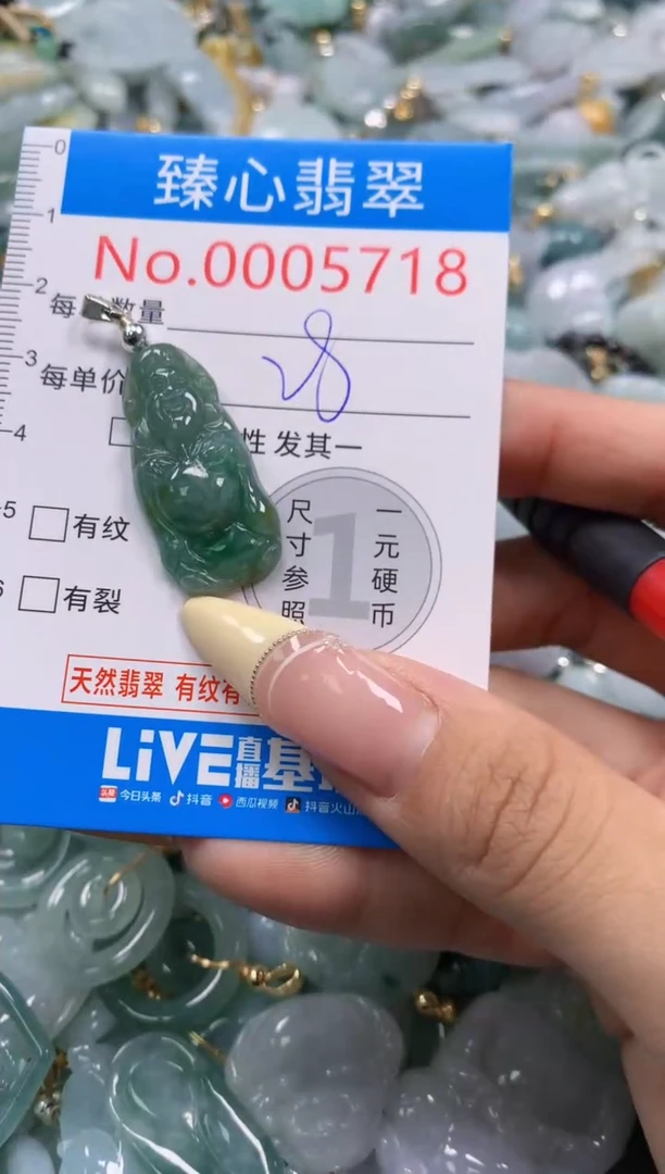 翡翠未镶嵌颈饰含绳0005718