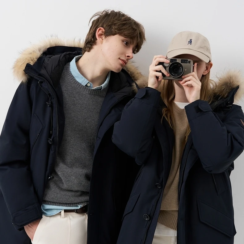 TeenieWeenie小熊情侣装25年新款中长款毛领羽绒外套TNJD25DC26R