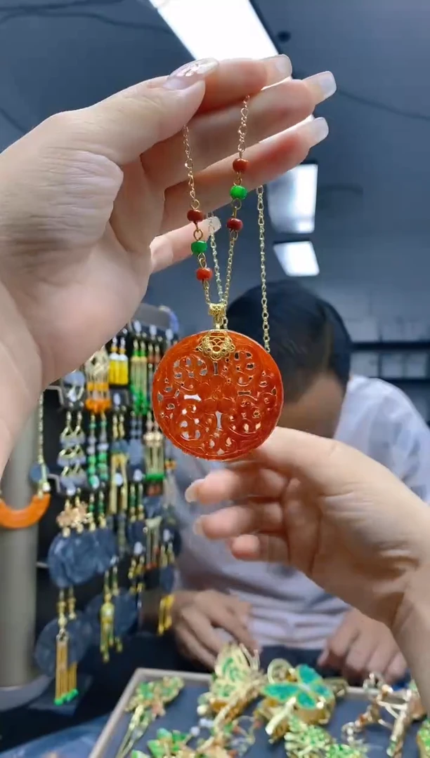 翡翠合金耳饰133翡翠锁骨链