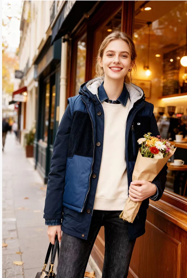 设计师品牌  一衣多穿可拆卸双面羽绒夹克