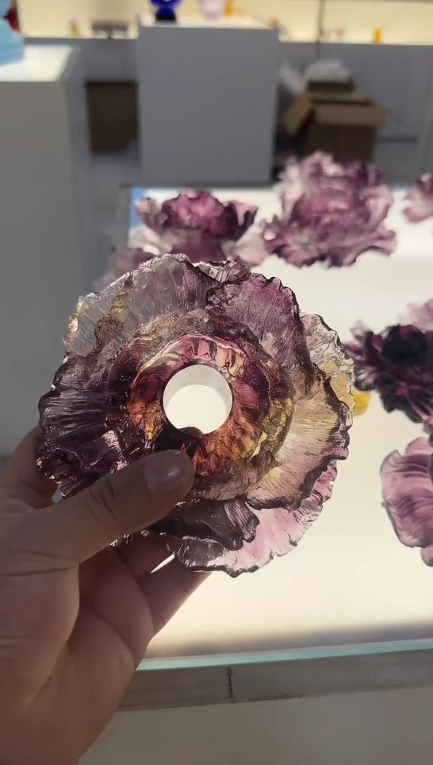 手工艺品琉璃紫色线香香炉