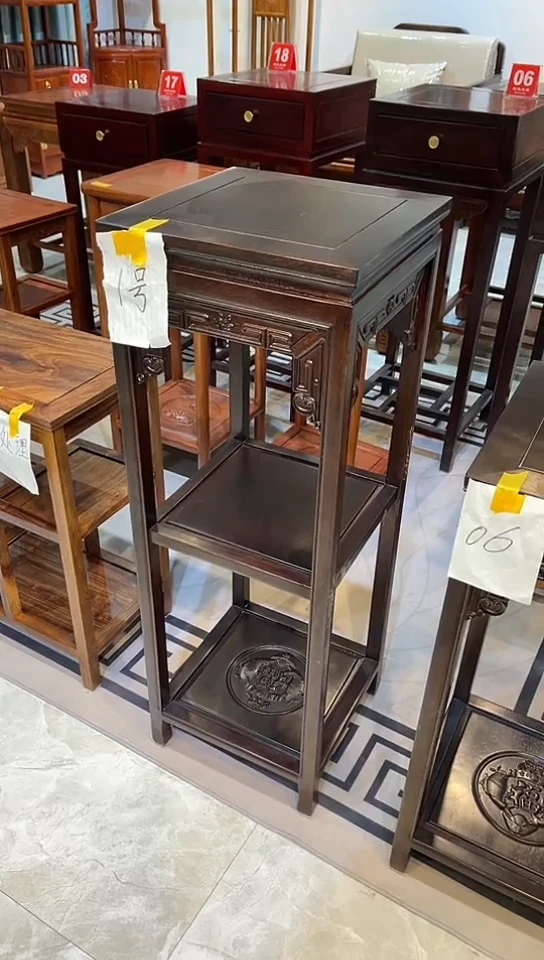 【闪购商品】花梨木类成套家具黑檀色福字花架35*35*100