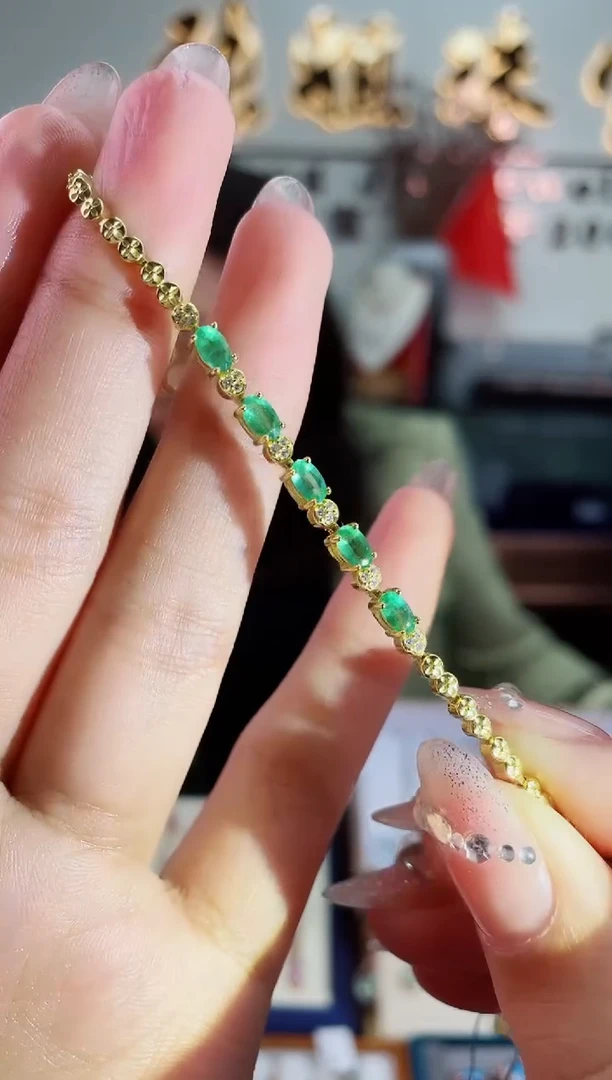 【闪购商品】祖母绿手链银S925镶嵌手链