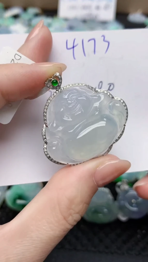 颈饰18K金镶嵌翡翠天然缅甸A货翡翠百元以上9元证书费自理