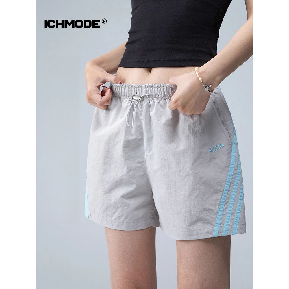 ICHMODE美式复古运动休闲裤宽松短裤运动短裤女款瑜伽健身防走光