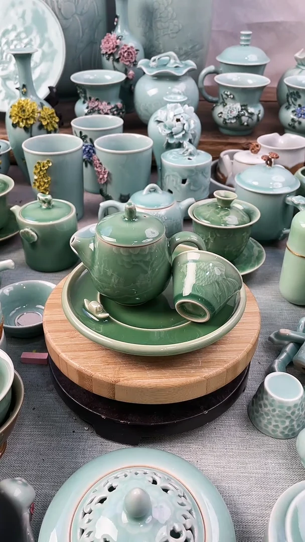 【闪购商品】1壶1杯1壶承 特价 微瑕 慧仙青瓷