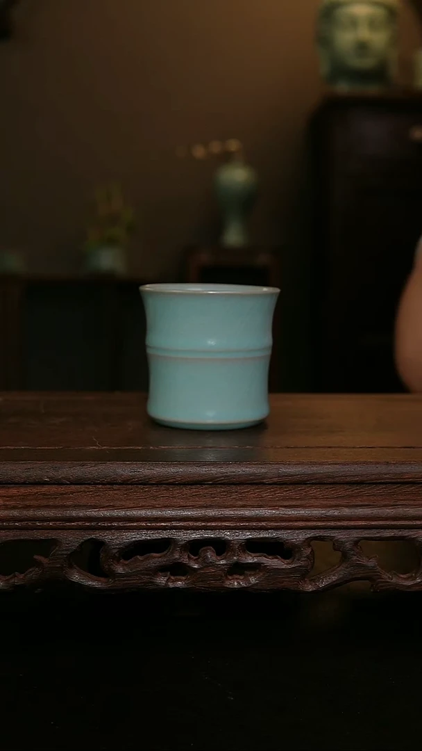 摆件仿古手工竹节杯