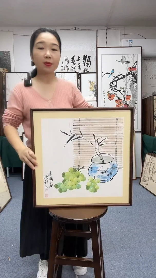 国画尺寸52*52实木画框京东包邮手绘