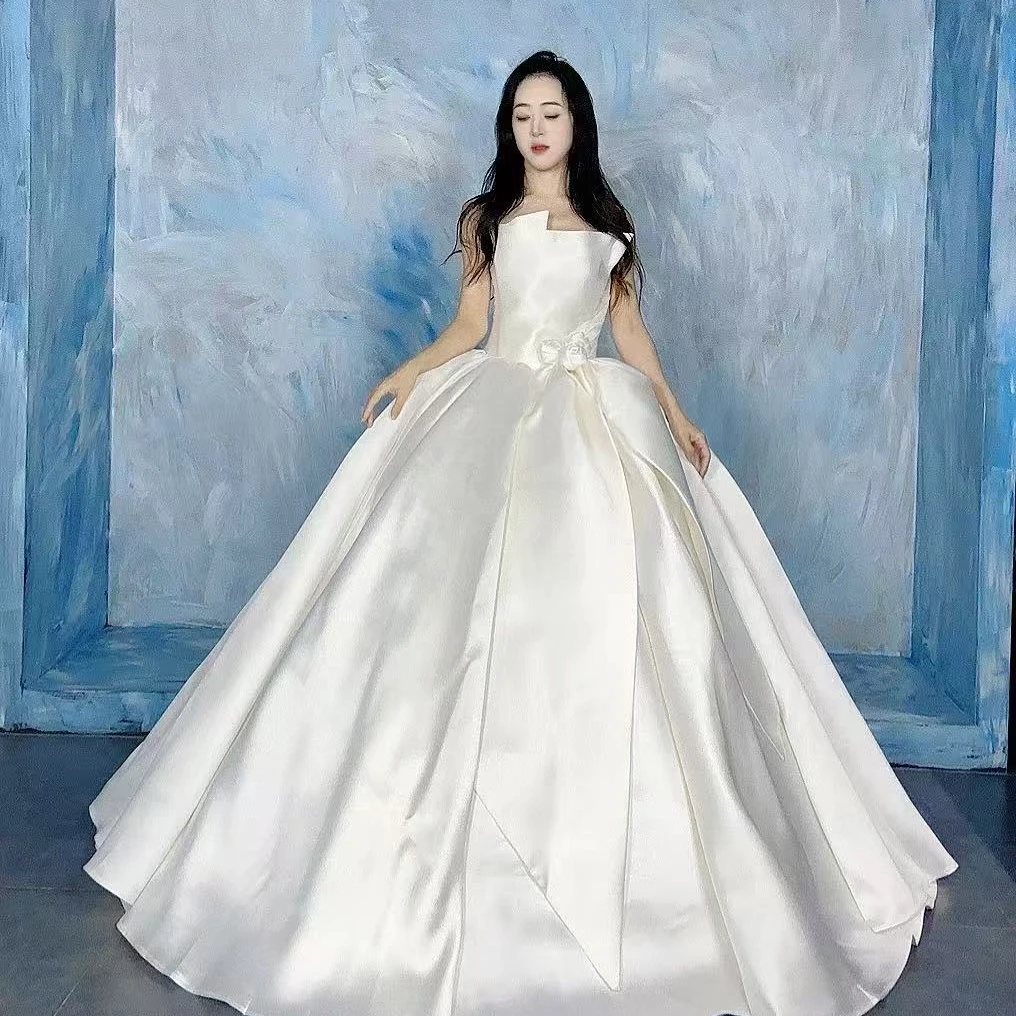 JIEYU手作婚纱【玫瑰月下】专属定制（一件批发）结婚婚纱礼服锻面韩