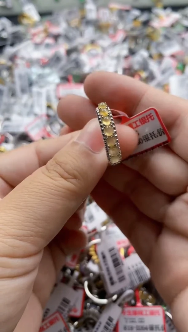 翡翠戒指银S925镶嵌6666---5