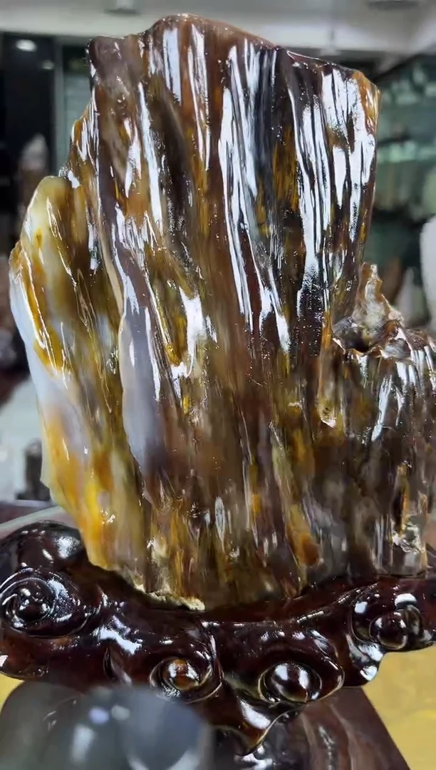 缅甸天然树化玉精品摆件