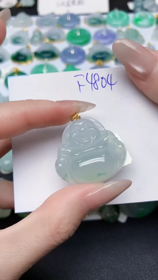 颈饰18K金镶嵌翡翠天然缅甸A货翡翠百元以上9元证书费自理