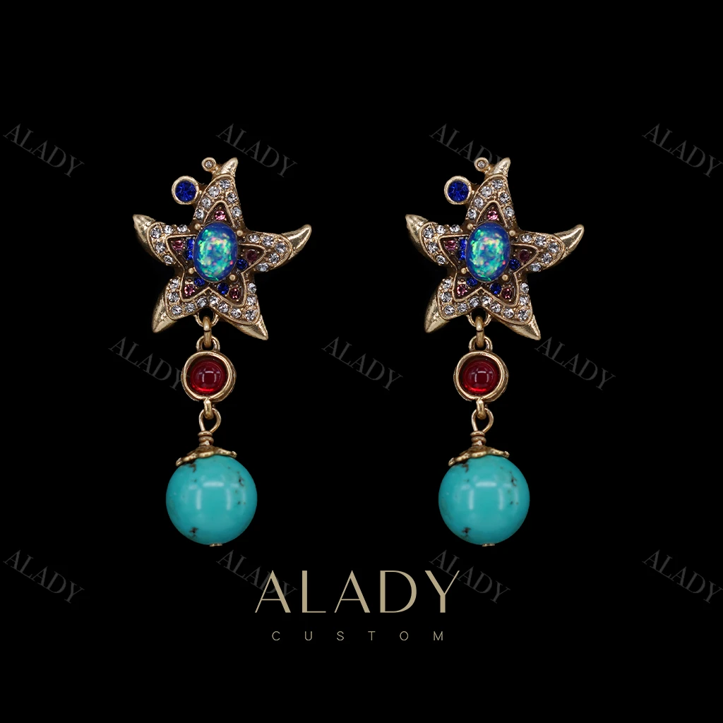 合金合成锆石耳饰 【极光星辰】复古设计感重工灵动气质款耳钉