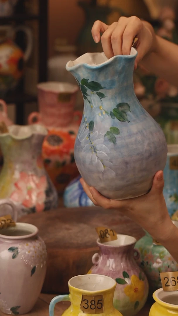 陶瓷377景德镇设计师手作花器摆件侘寂风