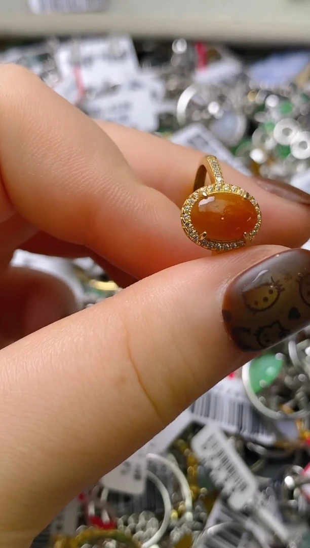 银S925镶嵌戒指翡翠百内无证书