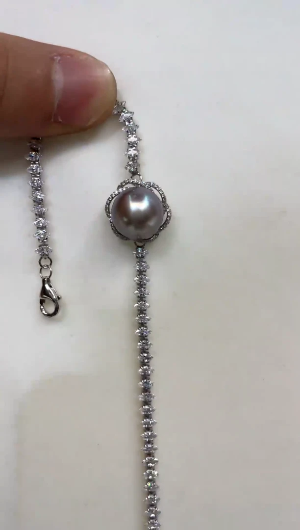 银S925镶嵌手绳海水珍珠