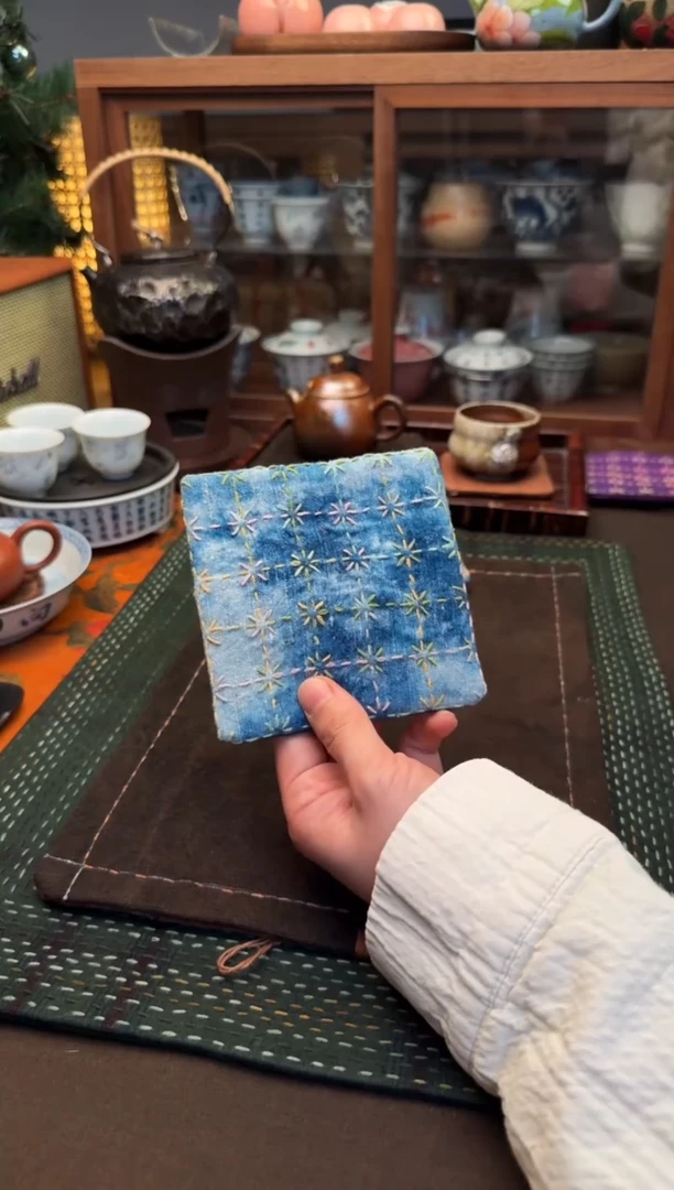 【闪购商品】织绣Cici手作刺子绣植物染茶席-636