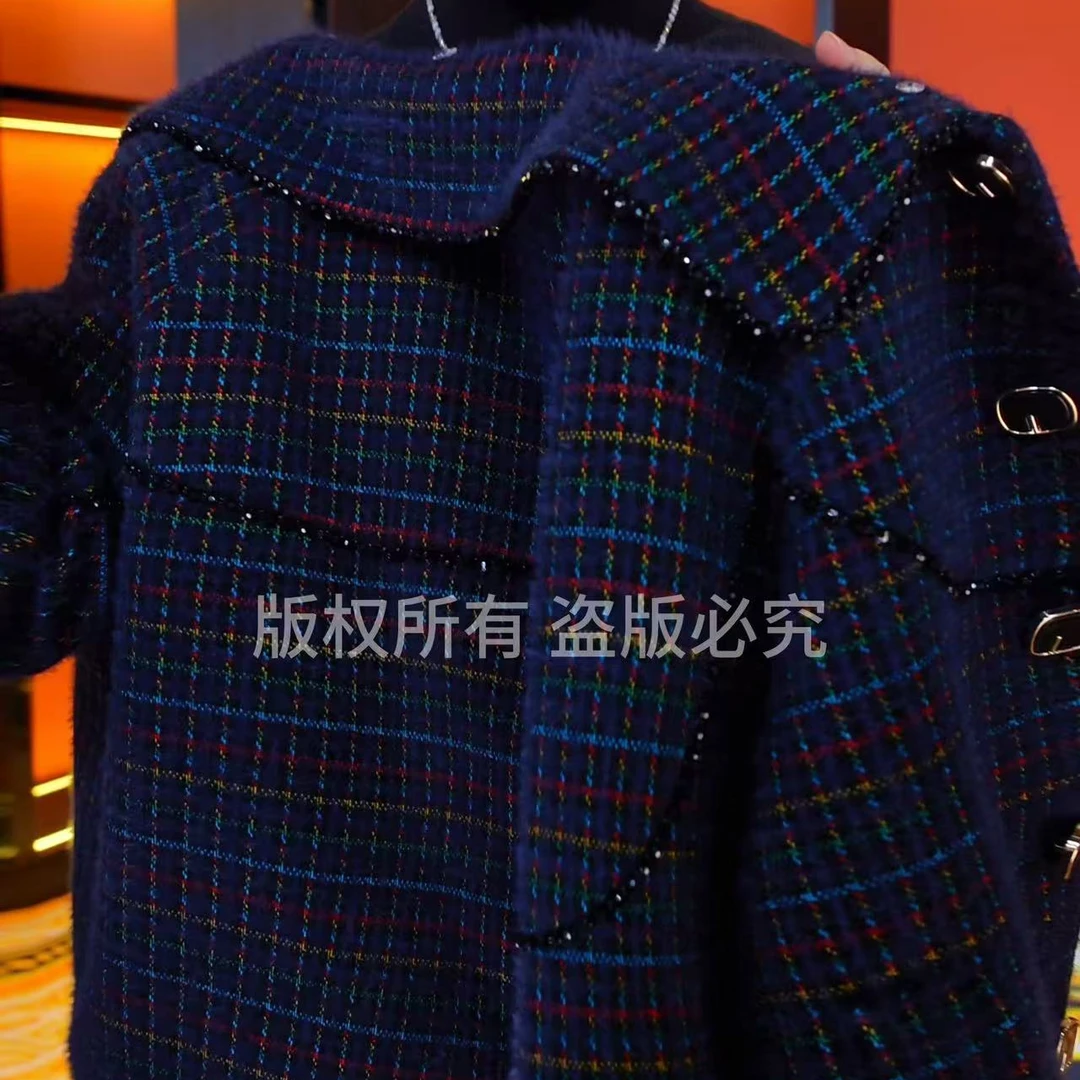 【杭州专柜正品升级加厚】2025冬季新款暗夜蓝色貂绒外套（送运费险