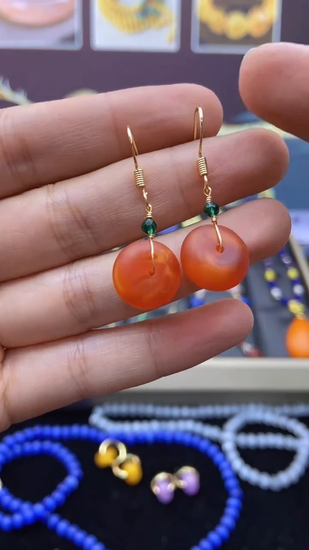 【闪购商品】玛瑙/玉髓耳钉银S925镶嵌201