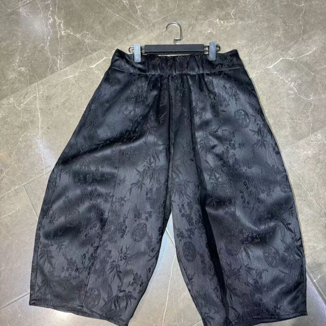 灯笼裤提花花纹休闲裤时尚哈伦裤黑色阔腿百搭休闲