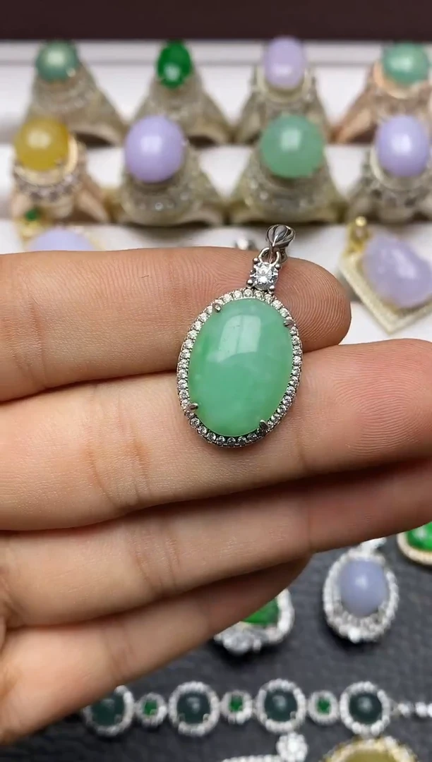 颈饰银S925镶嵌翡翠2226