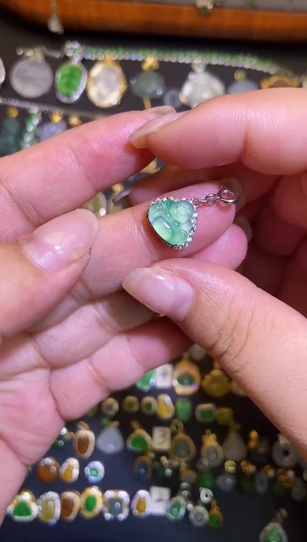 翡翠银S925镶嵌吊坠(不含链)1