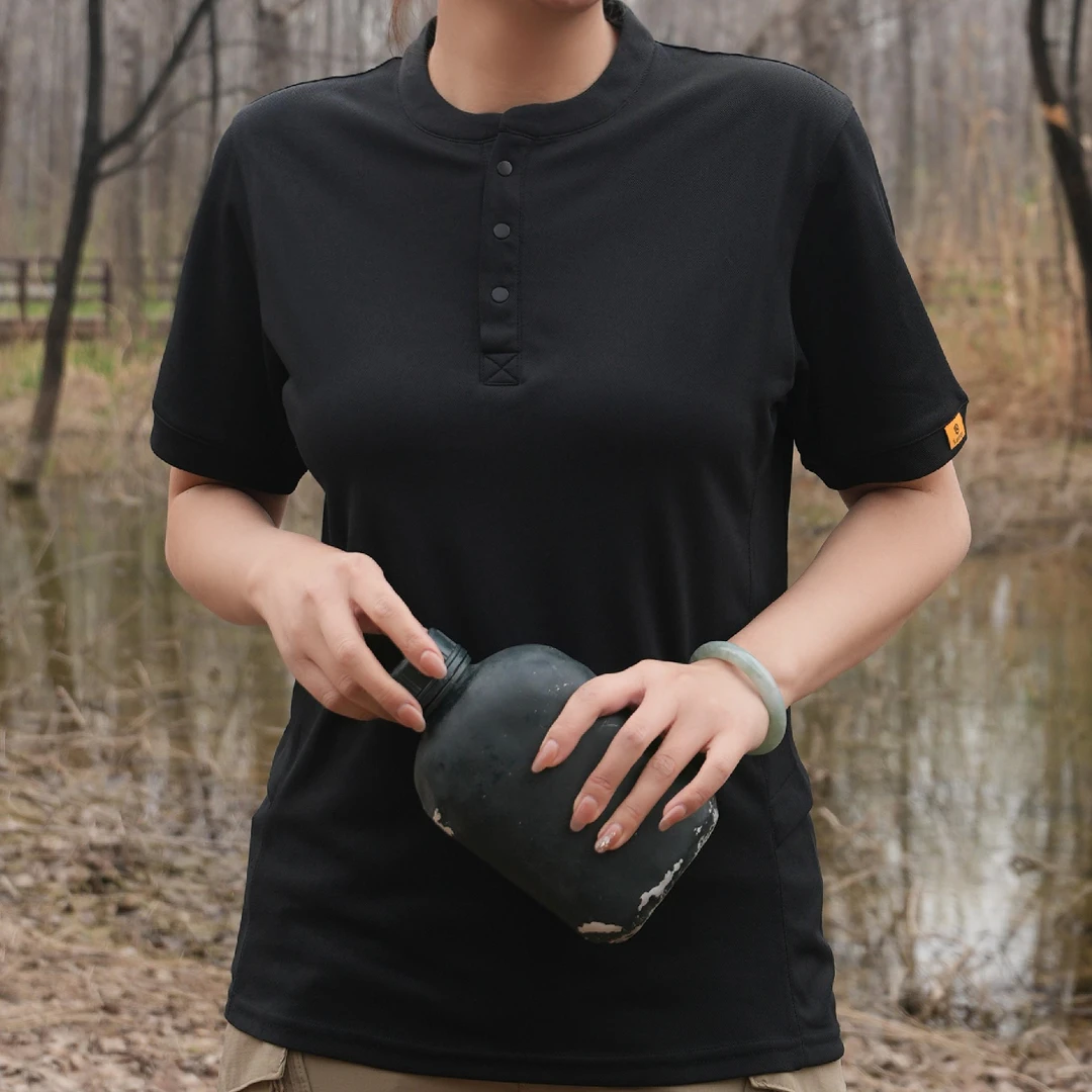 昂垦夏季男士COOLMAX亨利速干短袖轻薄透气吸湿T恤